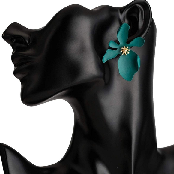 New Blue Alloy Acetate Lily flower spring earrings - Picture 8 of 10